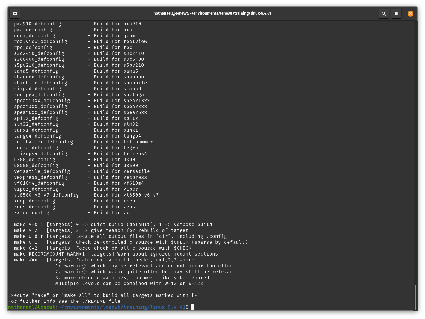 Liste des configurations arm